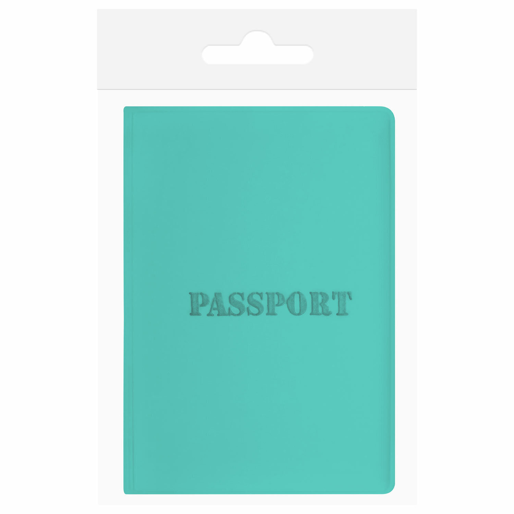 Обложка для паспорта мягкий полиуретан "PASSPORT" цвет "тиффани" STAFF (5 штук в упаковке)