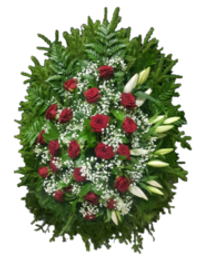 Похоронный венок из живых цветов №23 (120 см)