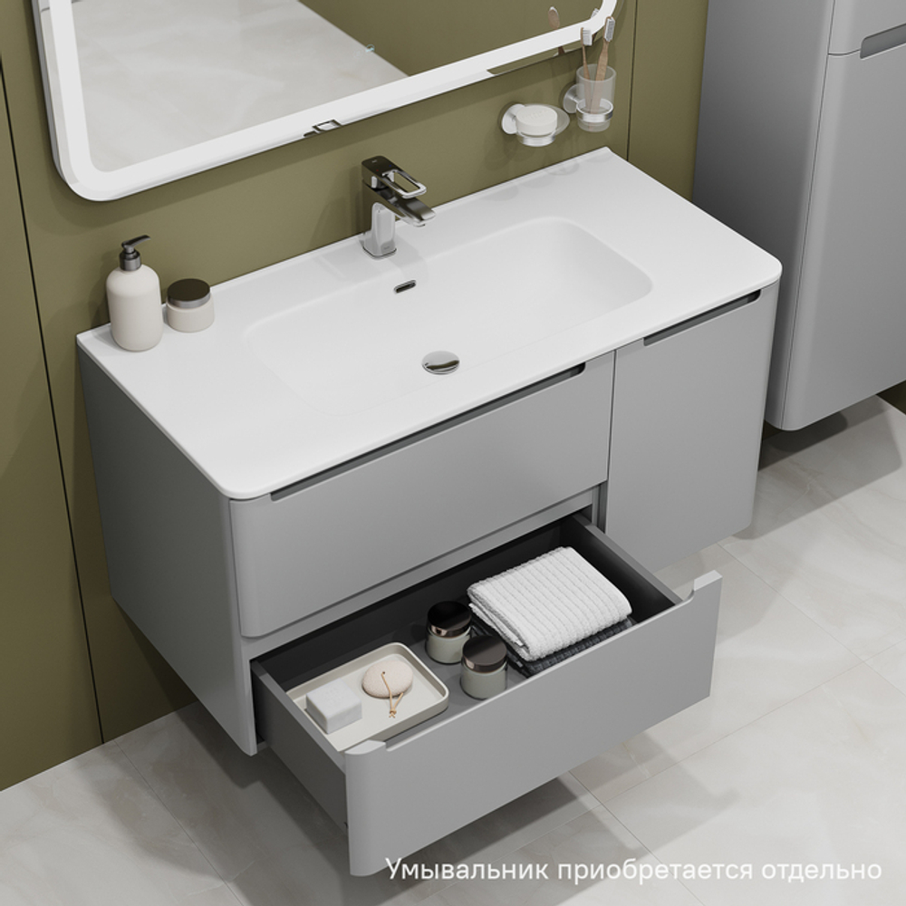 Тумба подвесная IDDIS Edifice, 100 см, светло-серый, EDI10L0i95