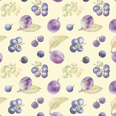 Виноград и сливы на желтом / Grapes and plums on yellow