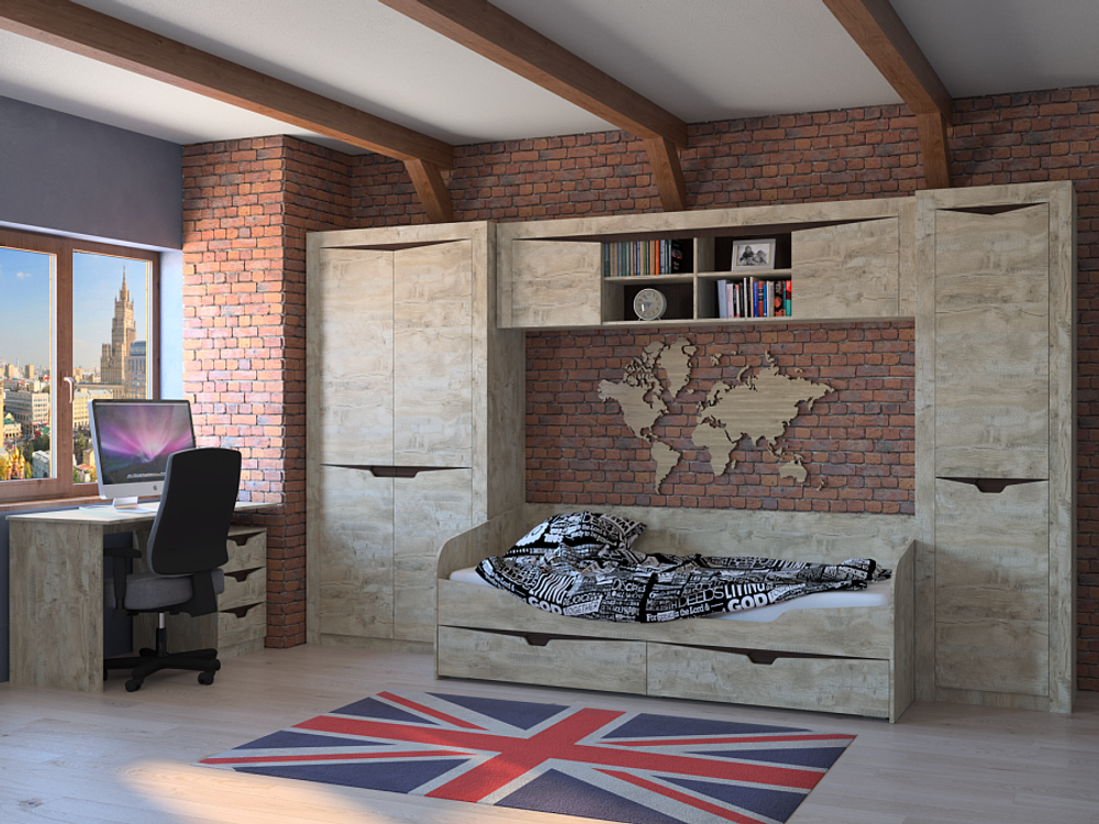 Хилтон Шкаф 2-х ств. комбинированный