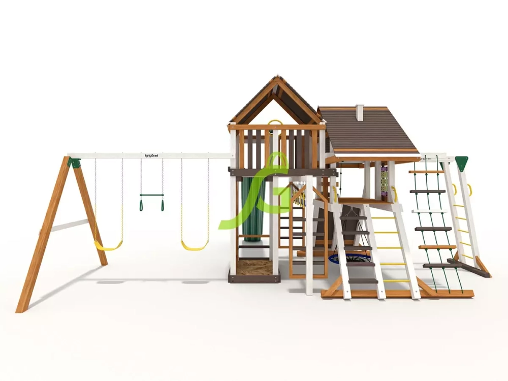 детская площадка домик с горкой