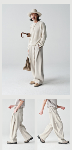 Брюки Nothomme Blue Cotton Pleated Structure Far-Infrared Heating Warm Oversized Curved Trousers 2026 Spring 5A Antibacterial Sweatpants Men