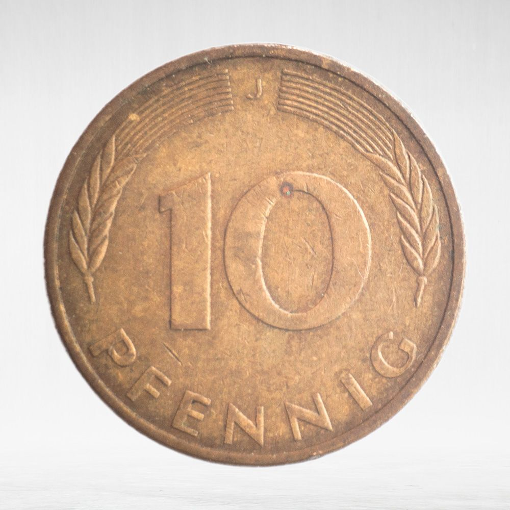 Germany, 10 Pfennigs, 1986, (Hamburg Mint - "J"), VF