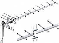 Антенна уличная 5В-35дБ LOCUS L025.12 DSТ "Меридиан-12AFS TURBO" F-разъём со сборной штангой  Ky-30Дб питание 5В алюминиевая
