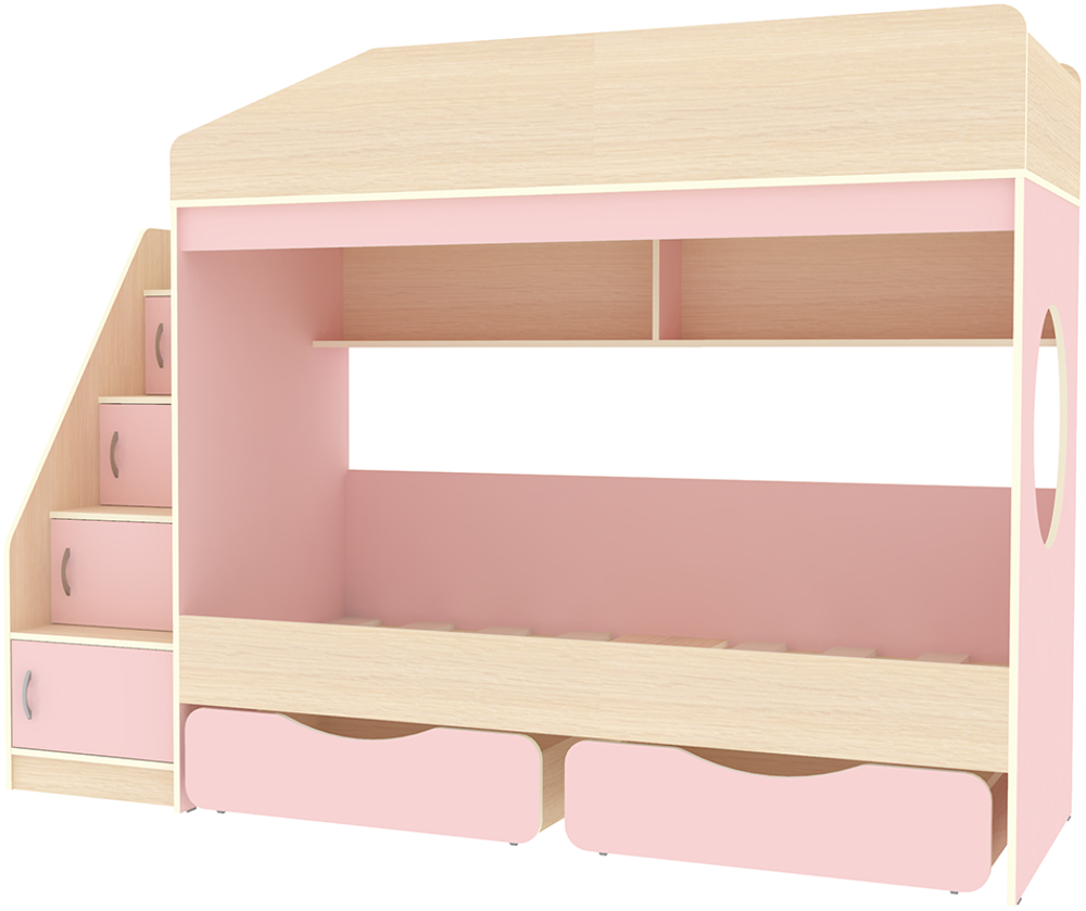 Двухъярусная кровать КарИВи Легенда 10.3  Дуб Молочный Розовый