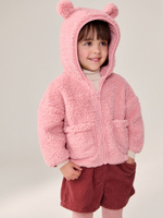 Куртка флисовая с капюшоном на молнии для девочки Next 378-049, Розовый