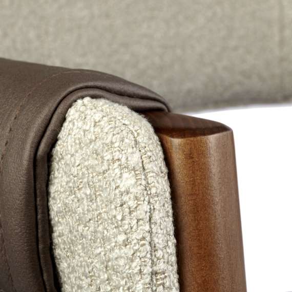 Стул Heron, орех, бежевое букле, коричневая экокожа