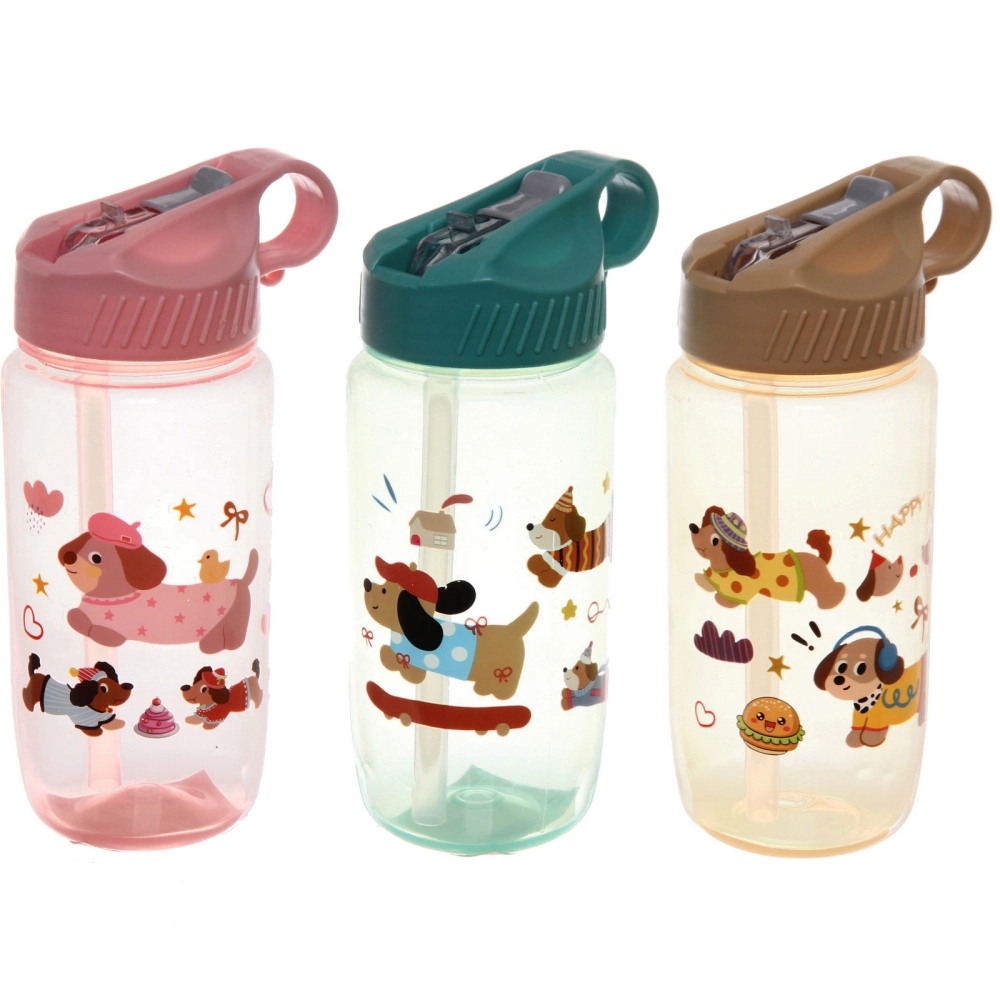 Бутылка питьевая пластиковая 580мл «Песики», микс цветов