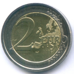 2 евро 2012 год. Бельгия. 75 лет музыкальному конкурсу имени Королевы Елизаветы. Биметалл UNC