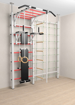 Шведская стенка Sv Sport враспор (Турник рукоход/Брусья/Скамья/Канат/Kольца/Лестница/Канатный лаз/Сетка)