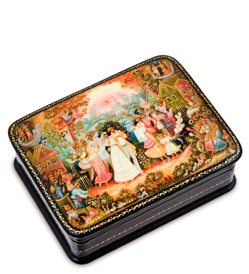 Народные промыслы ШК-19/41 Шкатулка в технике декупаж «Деревенская свадьба» (10х8х3,5)