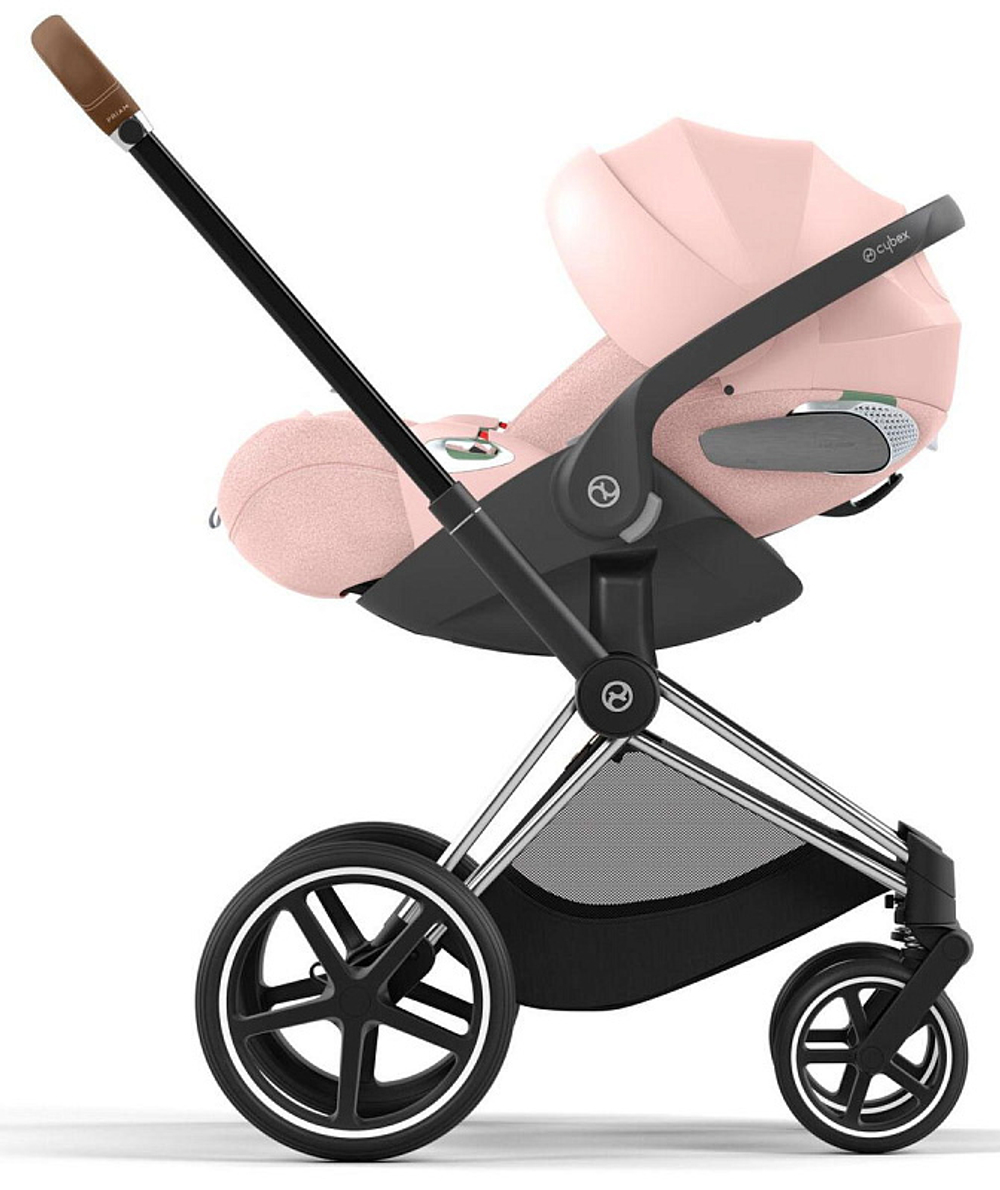 Коляска 3 в 1 Cybex Priam IV Chrome Brown complete и автокресло Cloud T i-Size Peach Pink Plus Off White