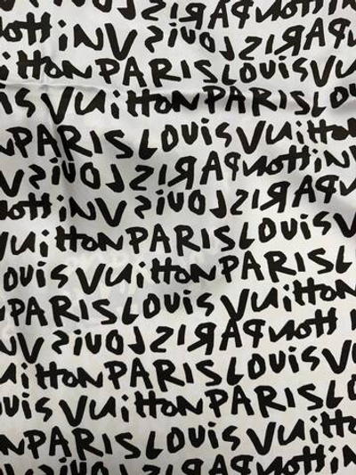 Шелк твил Louis Vuitton Paris белый с черным лого