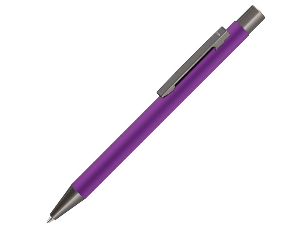 Ручка шариковая UMA STRAIGHT GUM soft-touch, с зеркальной гравировкой, фиолетовый