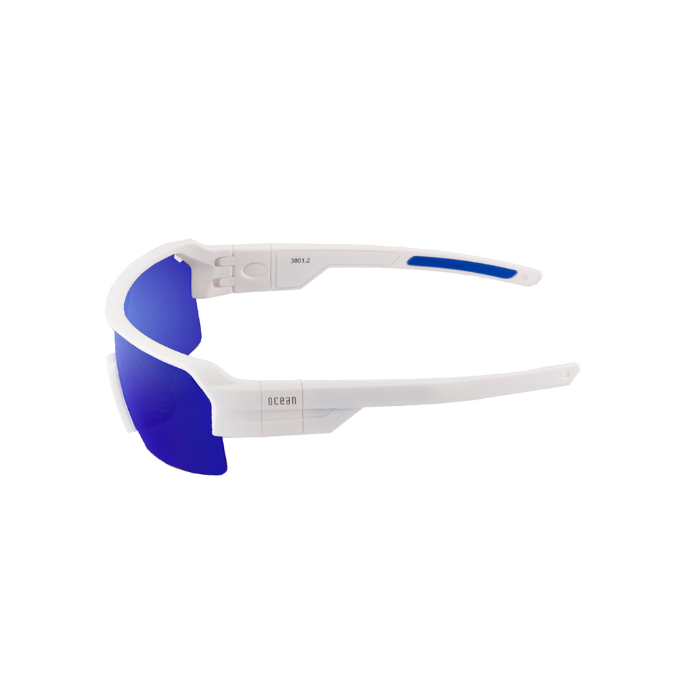 нетонущие очки Race Белые Матовые Зеркально-синие линзы. Вид сбоку