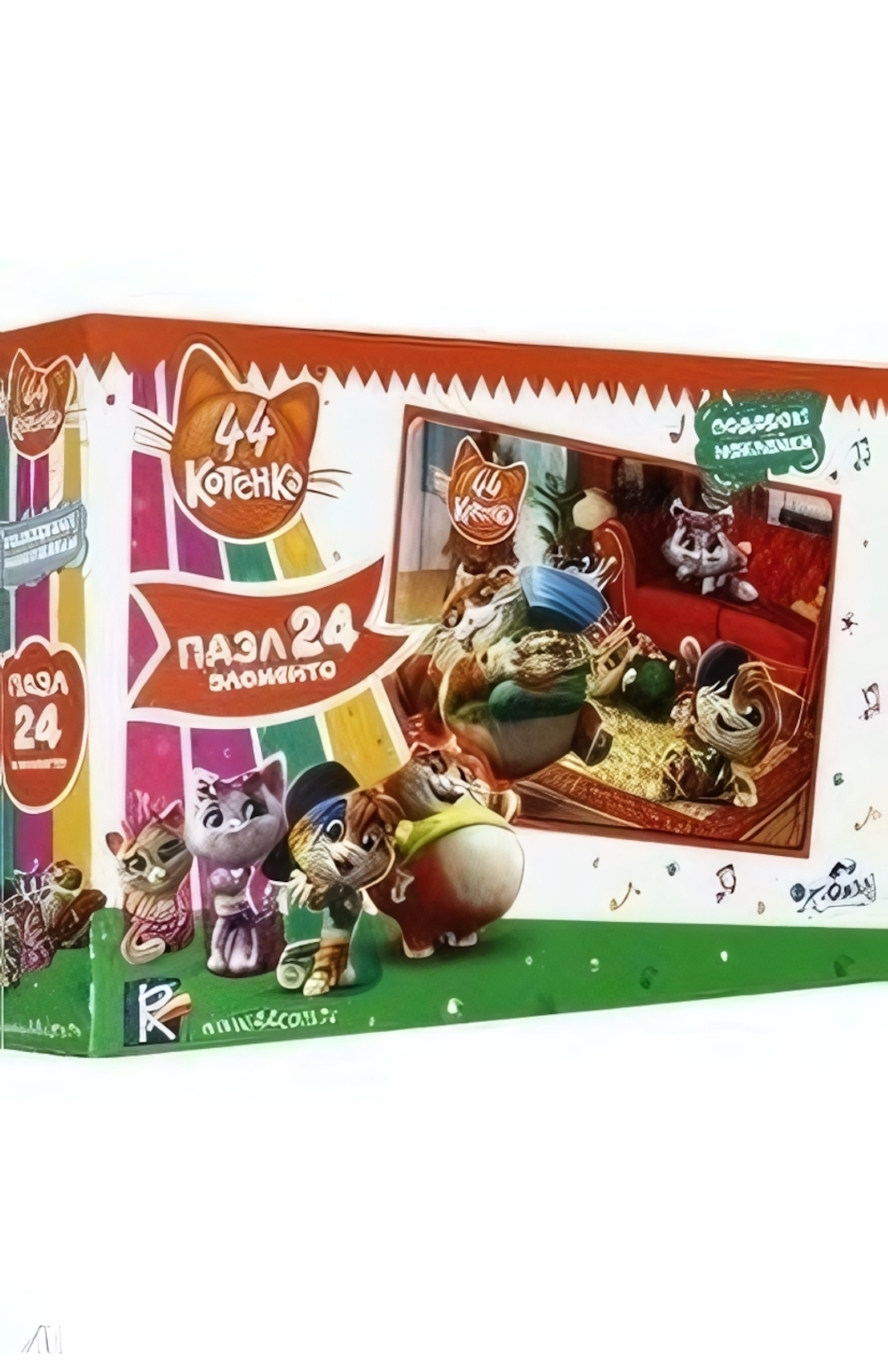 Пазл 24эл. "44 Котенка. У бабушки Пины" + наклейки (Оригами)