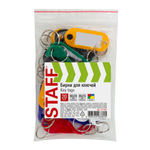 Бирки для ключей КОМПЛЕКТ 20 ШТ., длина 50 мм, инфо-окно 30х15 мм, АССОРТИ, STAFF, 237487