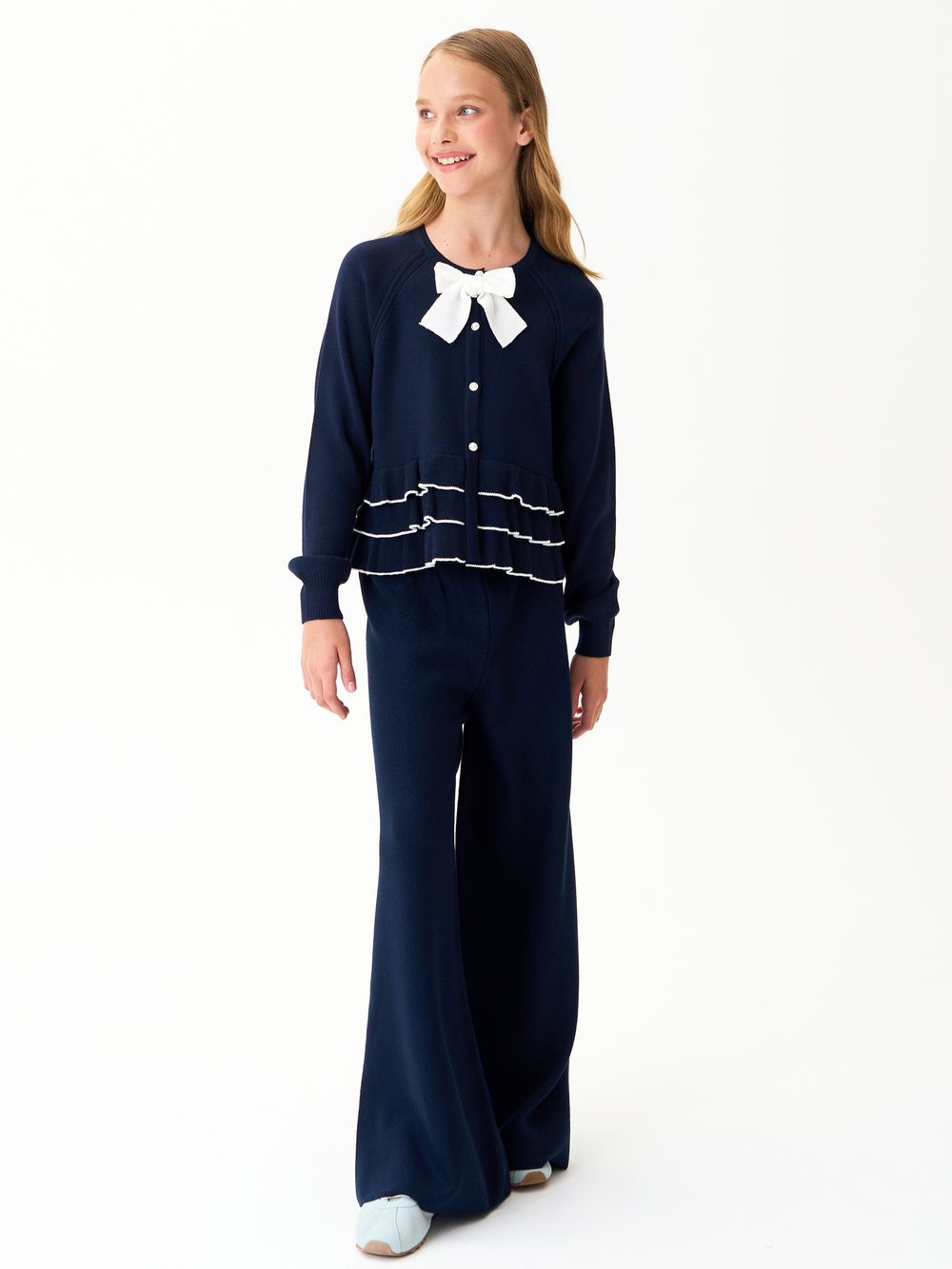 Кардиган для девочки 1165 сине-белый