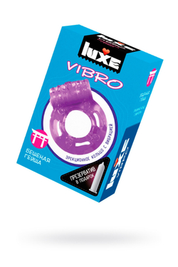 Виброкольцо LUXE VIBRO Бешеная гейша + презерватив, 1 шт, коричневое, 18 см