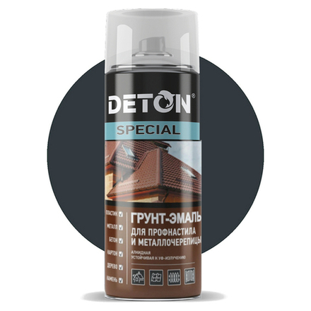 DETON SPECIAL  Грунт-эмаль для профнастила и металлочерепицы Антрацитово-серый 520мл RAL 7016 *