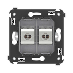 Компьютерная розетка RJ-45 без шторки в стену, кат.5e двойная экранированная, "Avanti", "Закаленная сталь"