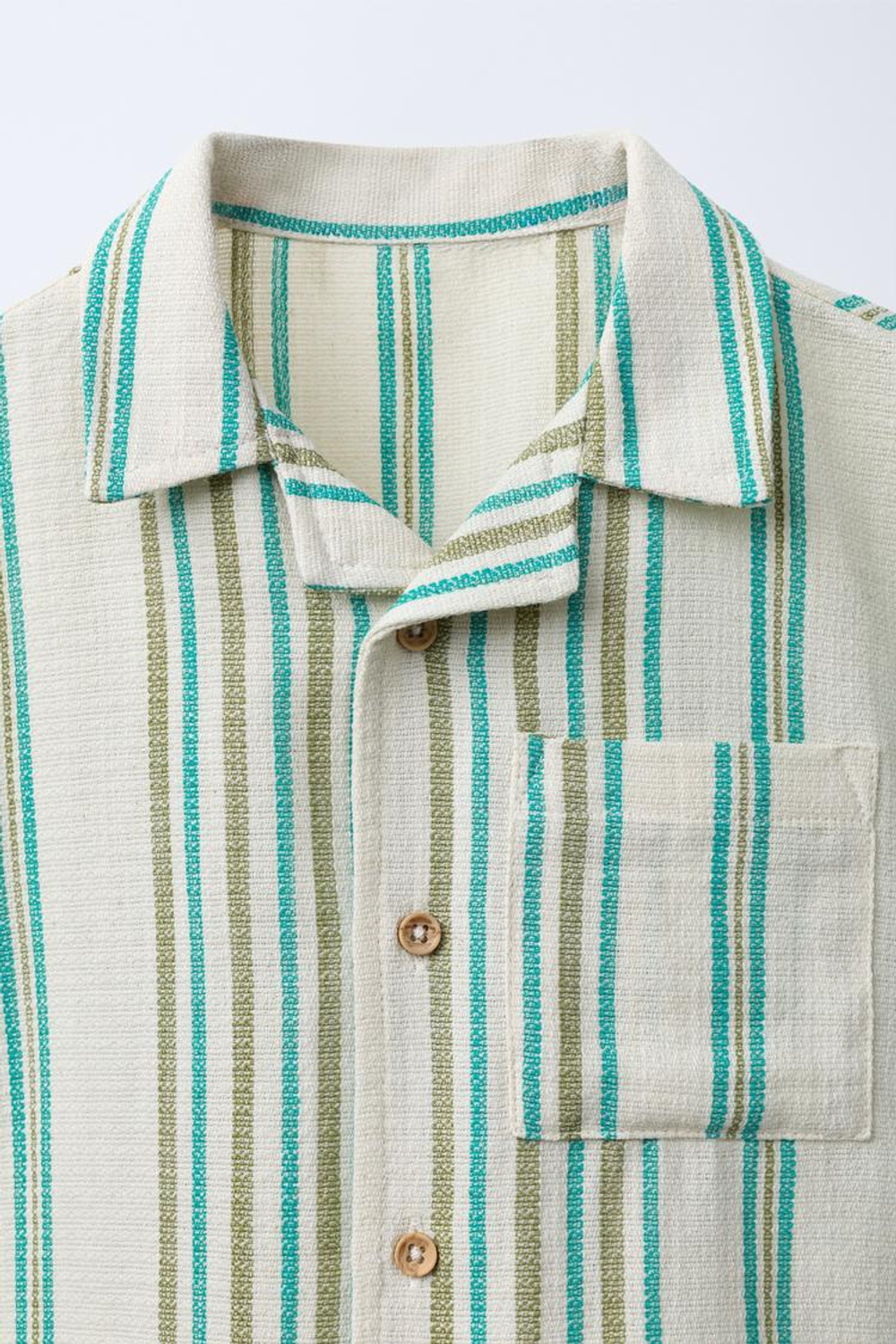 ZARA РУБАШКА В ПОЛОСКУ , ЭКРЮ/СИНИЙ