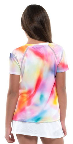 Футболка для девочки теннисная Lucky in Love Techno Tropic Techno Star S/S Girls - punch