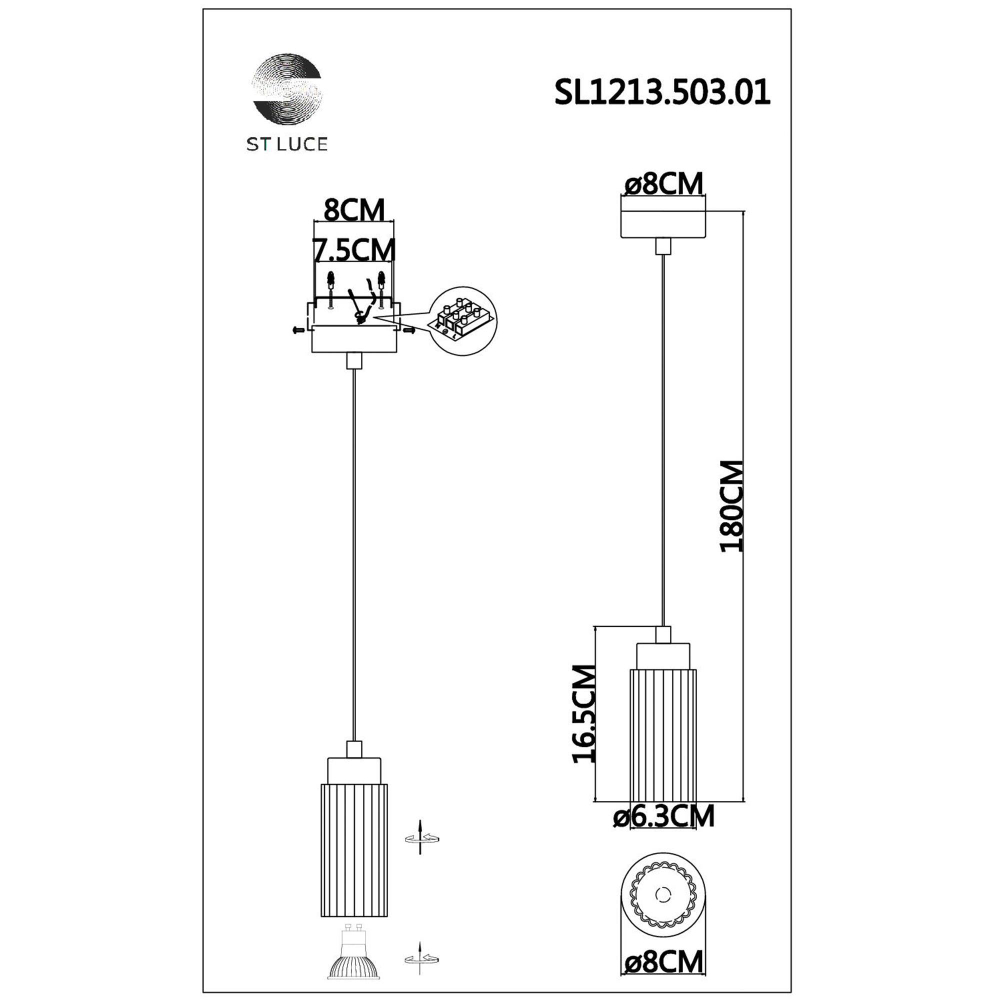 SL1213.503.01 Подвес ST-Luce Белый/Белый GU10 1*5W 4000K