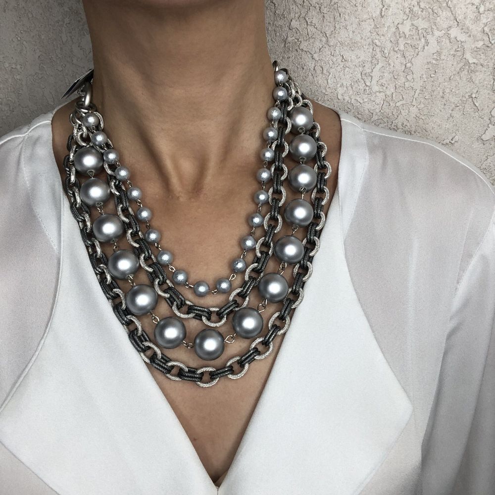 Колье многослойное с жемчугом Колье многослойное с жемчугом