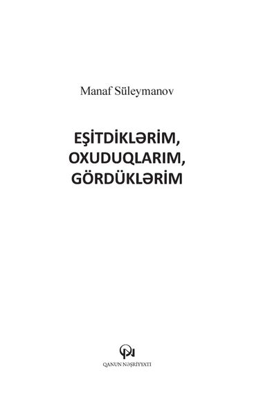 Eşitdiklərim, oxuduqlarım, gördüklərim (yeni cild)