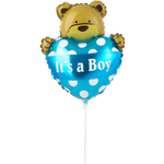 Шар Фольгированный Мишка с сердцем голубым (Ассорти)