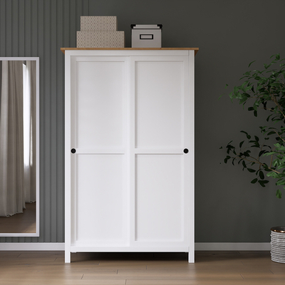 Шкаф Хемнэс/Кымор, 120х197х59см, белый/светло-коричневый