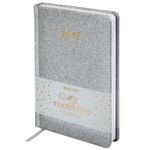 Ежедневник датированный 2022 А5 138x213 мм BRAUBERG "Sparkle", блестки, серебряный, 112830
