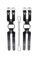 Черные кожаные наручники-браслеты из двух ремешков