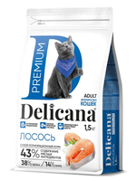 Delicana корм сухой для взрослых кошек всех пород лосось