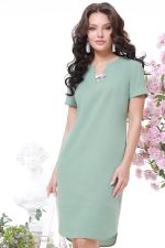 Платье с V-образным вырезом оливкового цвета DStrend (Акция)