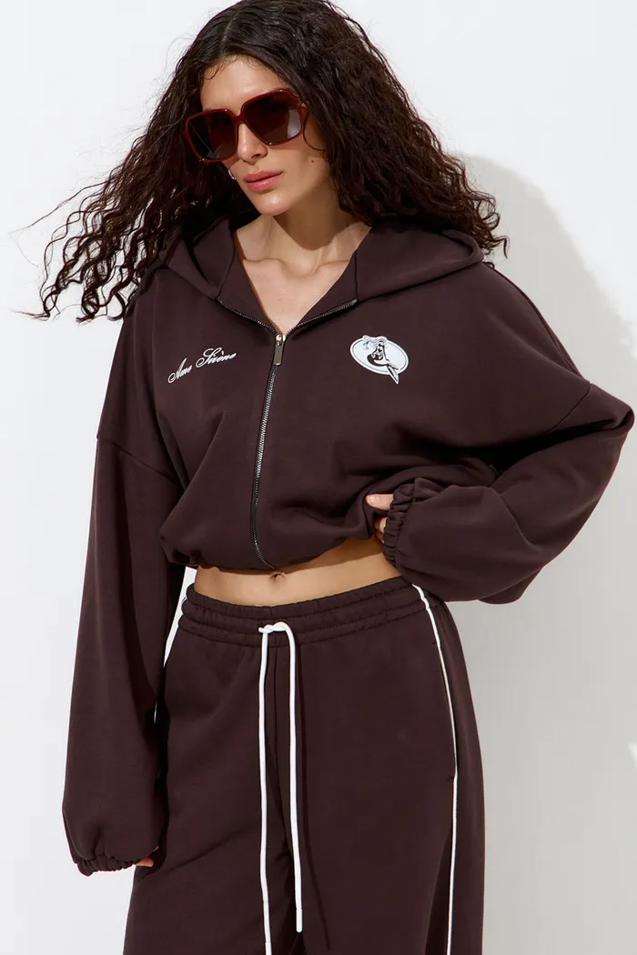 Худи укороченное "Âme Sirène" цвета шоколад