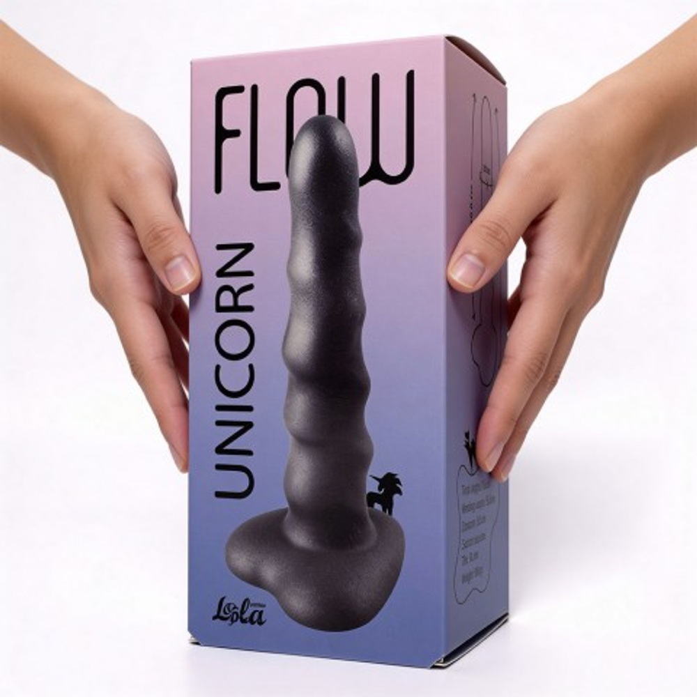 Нереалистичный дилдо Flow Unicorn Black (15,5*3,5 см)
