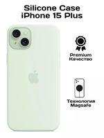 Силиконовый чехол Silicone Case iPhone 15 Plus, c MagSafe, Soft Mint Мятный