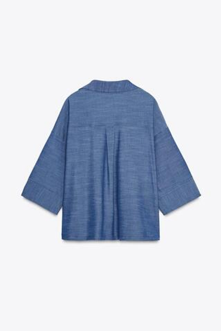 ZARA РУБАШКА-КИМОНО С ЦВЕТОЧНЫМ ПРИНТОМ, СИНИЙ
