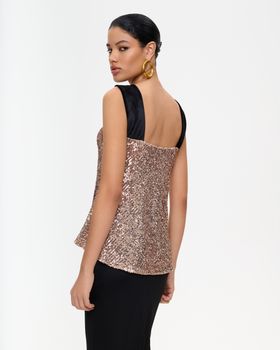 Топ из пайеток и бархата с бантом