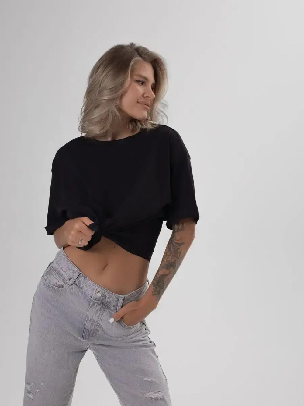 Футболка укороченная оверсайз кроп топ