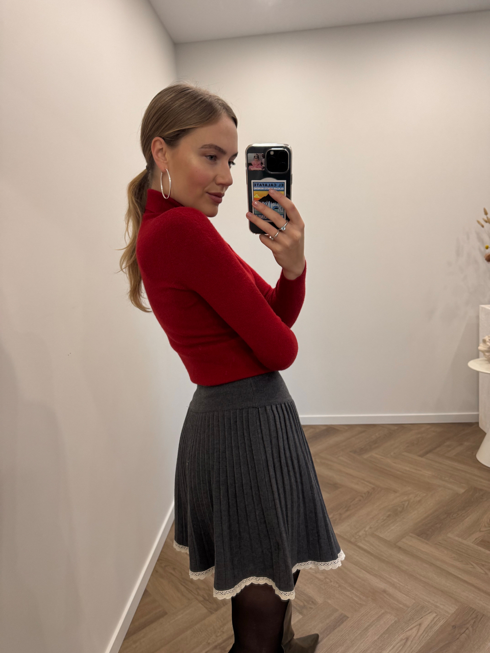 Юбка трикотажная плиссе графит