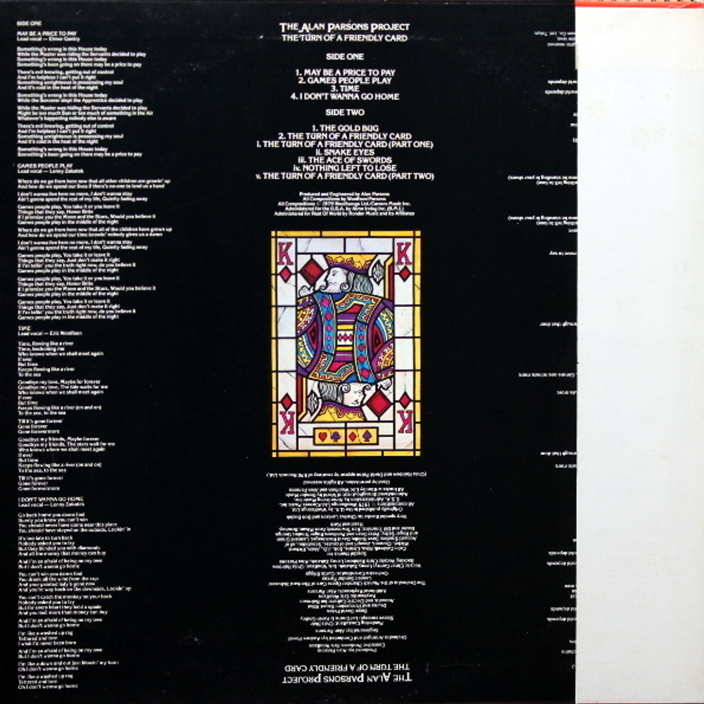 The Alan Parsons Project / The Turn Of A Friendly Card (LP)