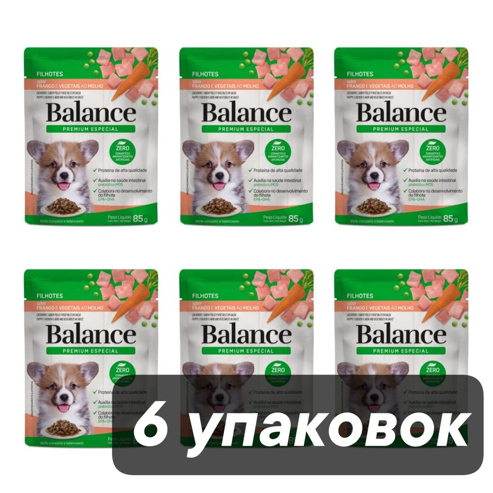 Корм влажный для щенков Balance Filhotes Курица 85 г x 6 шт