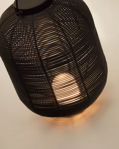 Saranella Портативная настольная лампа из черного полиротанга