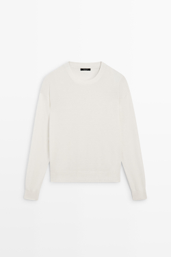 Massimo Dutti Джемпер тонкой вязки из шерсти, натуральный\кремовый