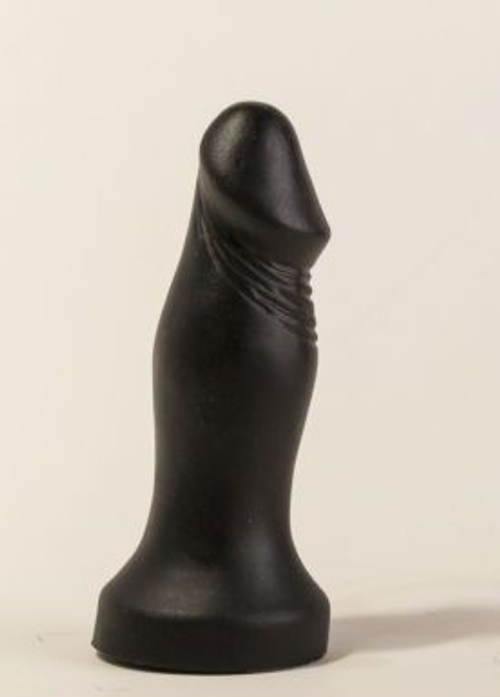 Чёрный анальный фаллоимитатор с ограничительным основанием - 14 см.