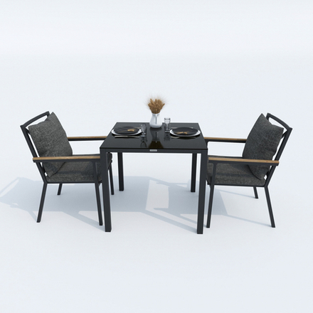 Стол обеденный Ideal Patio КАНА алюминий, стекло 80x80 см (4 ножки)